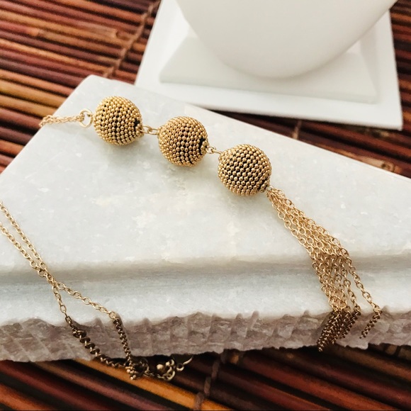 Chico’s Tassel Rose Gold Tone Necklace - Picture 2 of 4